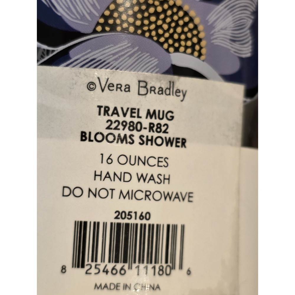 Vera Bradley Blooms Shower Travel Mug 16 oz Plastic Drink-Through Lid 22980-R82 - Picture 7 of 8